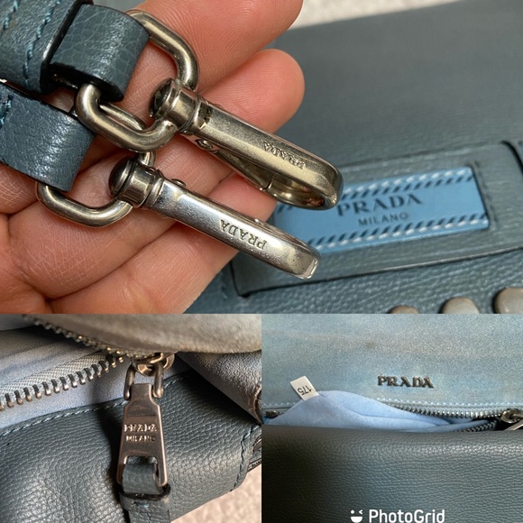 Prada Etiquette Flap Bag Studded Glace Calfskin Small bag - Picture 14 of 17